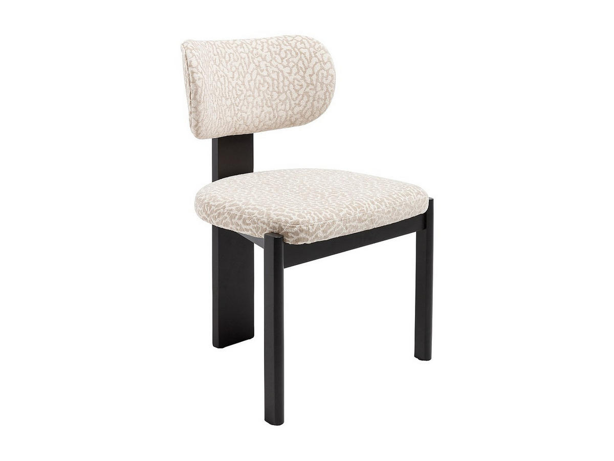 STUHL 6er-Set - Strukturstoff Bicolor & Kautschukholz schwarz - Creme & Beige - WILANA - Beige, Textil (60/85/56cm) - Vente-Unique