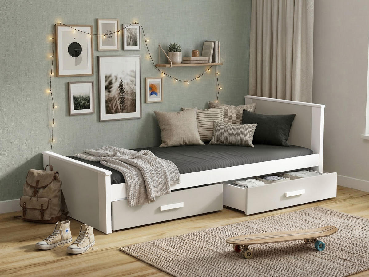 JUGENDBETT Aldo - Kaschmir/Weiß, Holz (90/200cm) - MIRJAN24