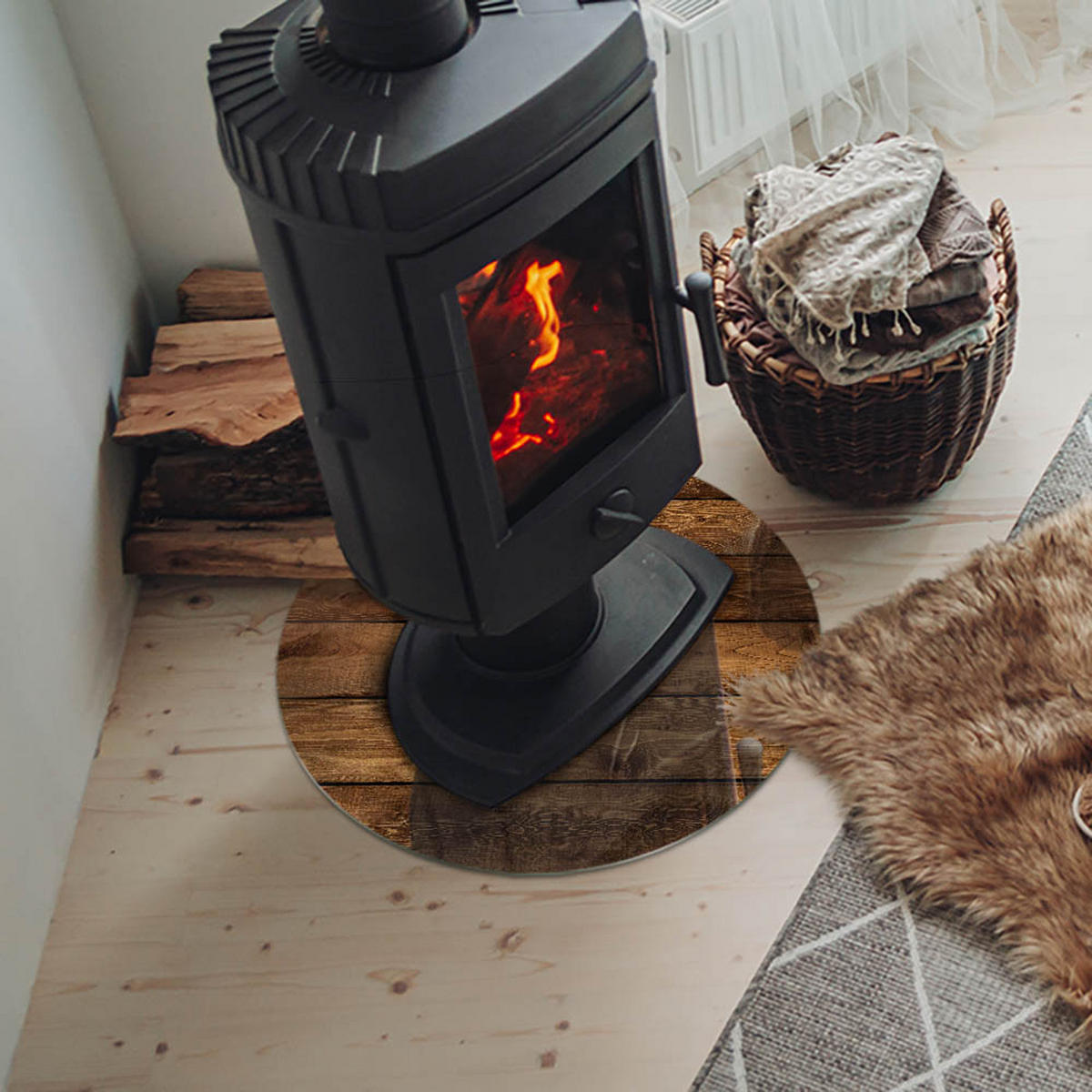 GLASPLATTE für Kamin Ø 50 cm Braun - Braun, Glas (50/50/0.4cm) - ArtPrintCave