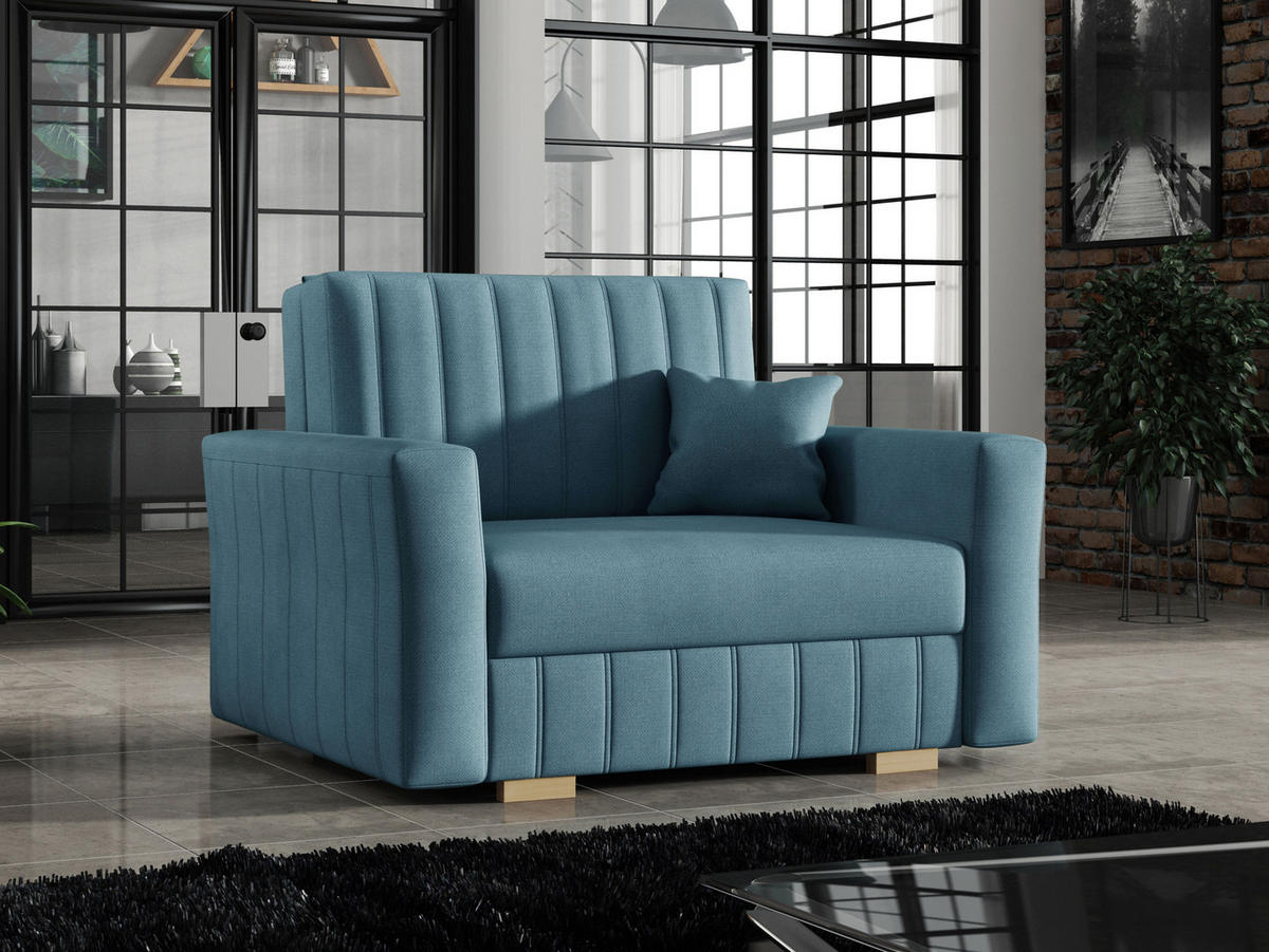 SCHLAFSOFA Viva Glam I - Naturfarben/Hellblau, Holz/Kunststoff (115/85/98cm) - MIRJAN24