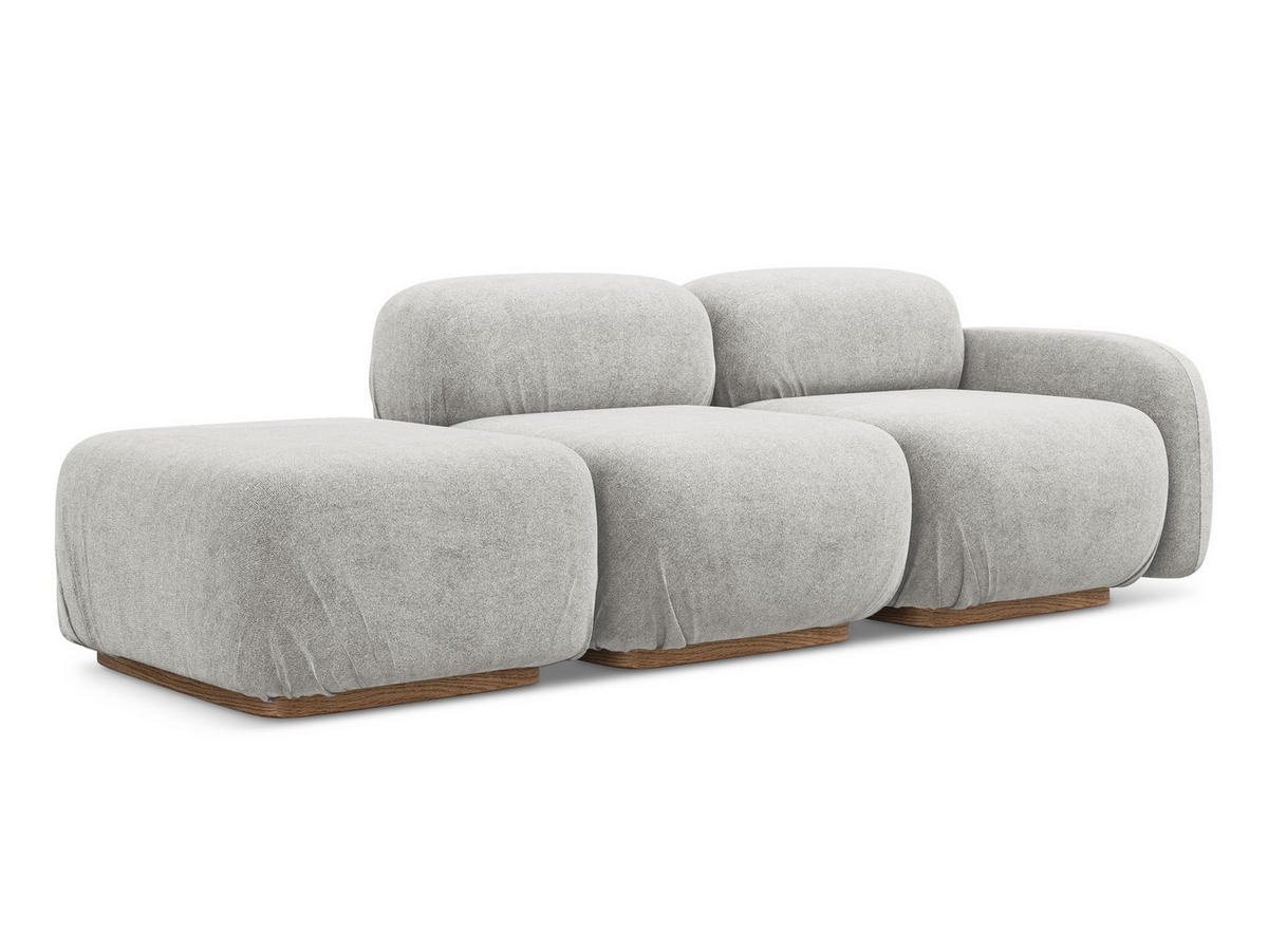 3-SITZER SOFA Links Bouclé Stoff Beige - Greige/Beige, Holz/Textil (95/73/258cm) - Makamii