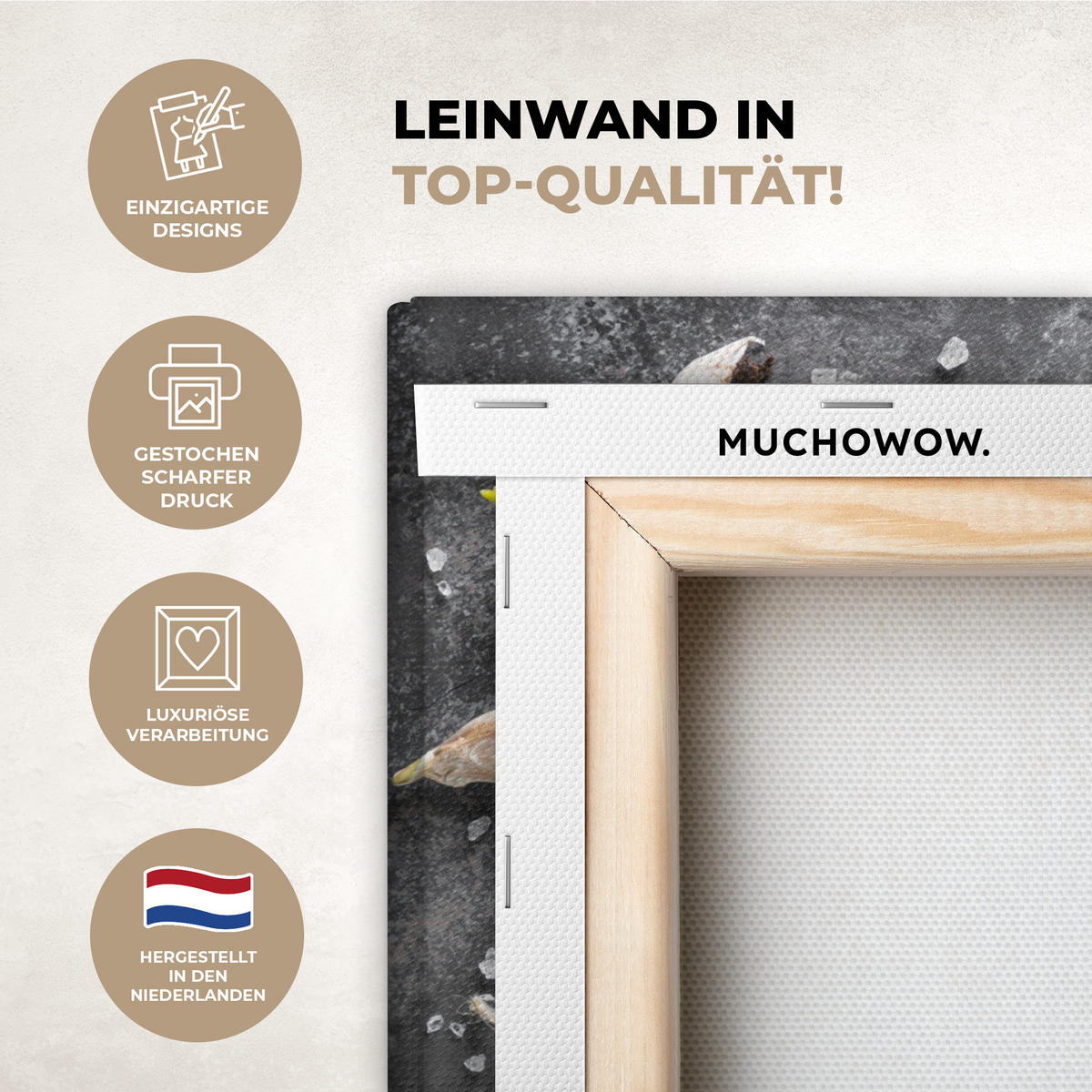 LEINWANDBILD Pfeffer - Kräuter - Gewürze - Beton Wandbild 40x30 cm - Dunkelgrau, Textil (40/30cm) - MuchoWow