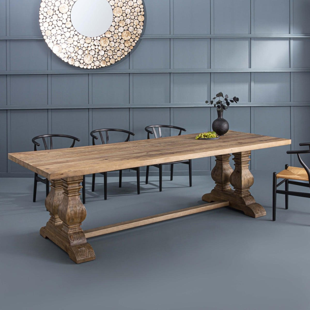 ESSTISCH aus massivem Kiefernholz mit Alt-Holzfüßen L280 cm - Eichefarben, Holzwerkstoff (113/100/78cm) - Signature