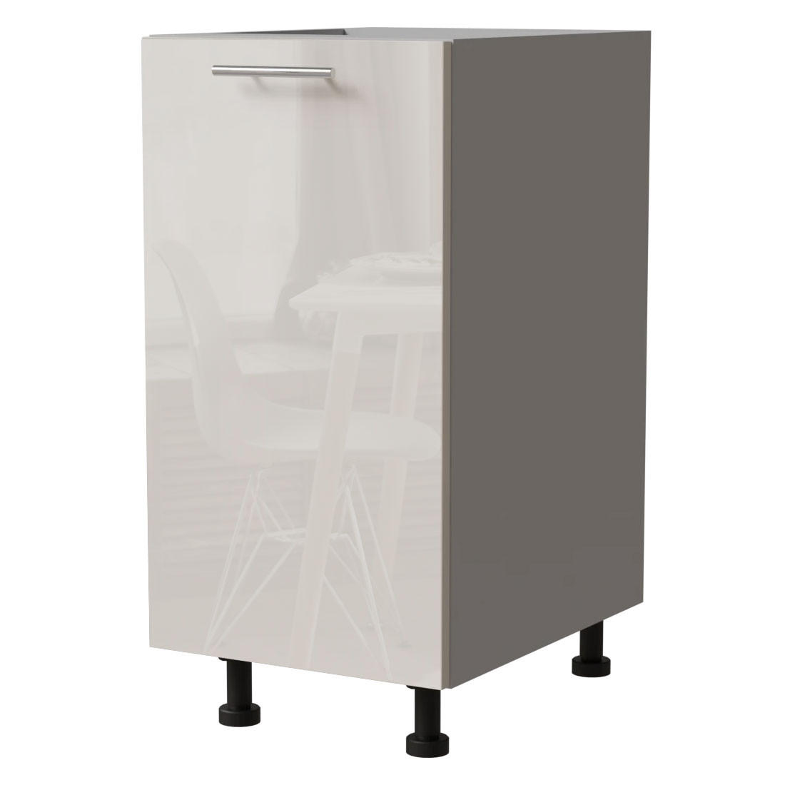 KÜCHENUNTERSCHRANK Brerra D1D/40/kargo RAL 9001 creme Hochglanz / grau 40 / 50 / 82 cm - Creme/Grau, Holz/Holzwerkstoff (40/82/50cm) - Feldmann-Wohnen