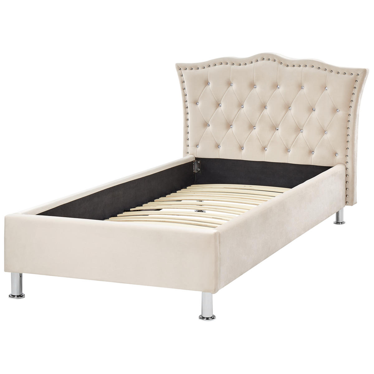 BETT 90/200cm Beige Metz - Beige, Textil (90/200cm) - Beliani