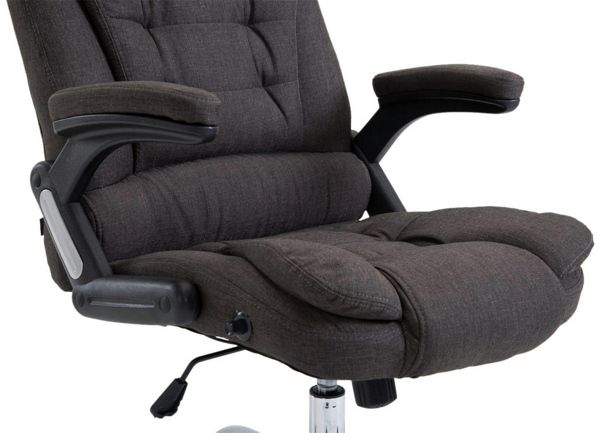 CHEFSESSEL Stoff dunkelgrau - Chromfarben/Dunkelgrau, Textil/Metall (69.5/113/78cm) - CLP