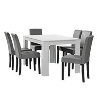 TISCHGRUPPE Forssa - Hellgrau/Weiß, Holz/Holzwerkstoff (140/77/90cm) - [en.casa]