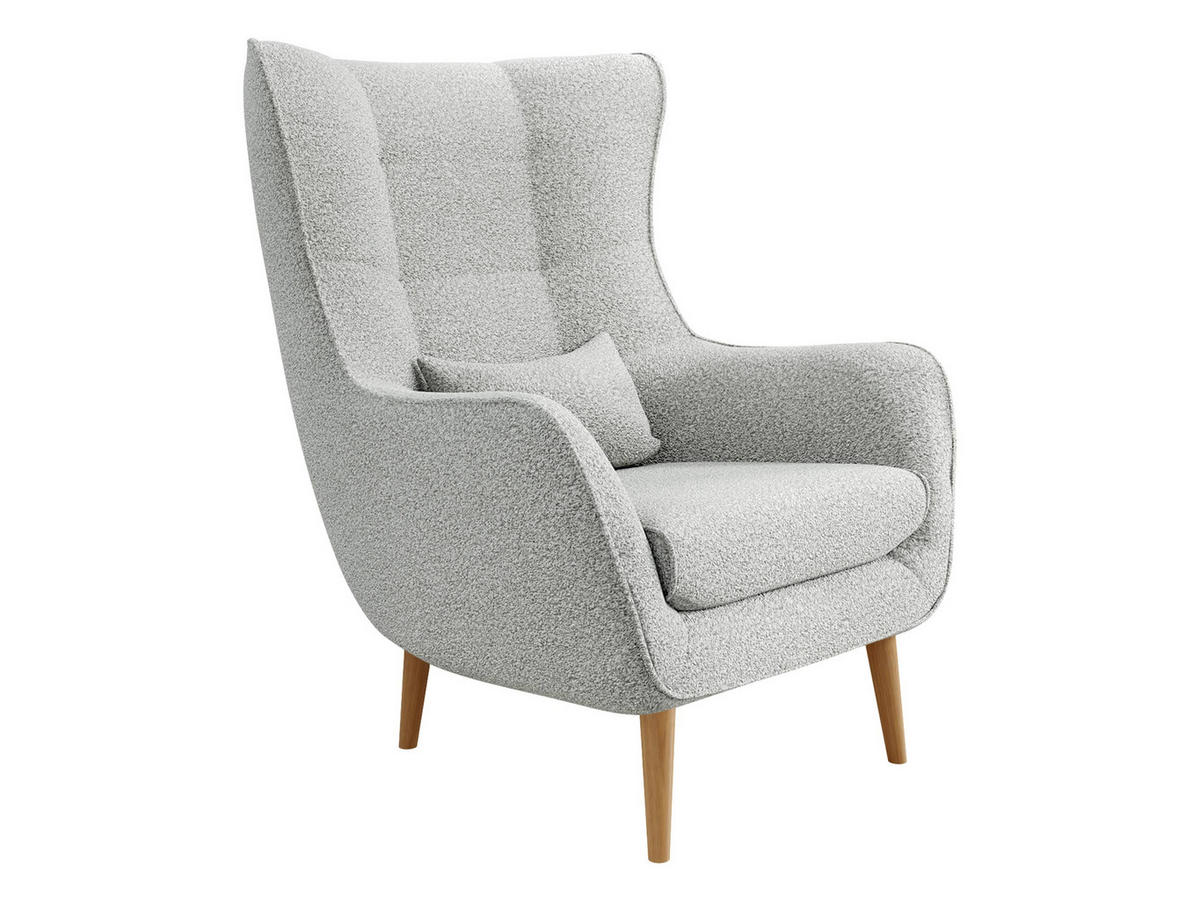 SESSEL Estjano Boucle - Beige/Hellgrau, Holz/Textil (80/106/95cm) - MIRJAN24