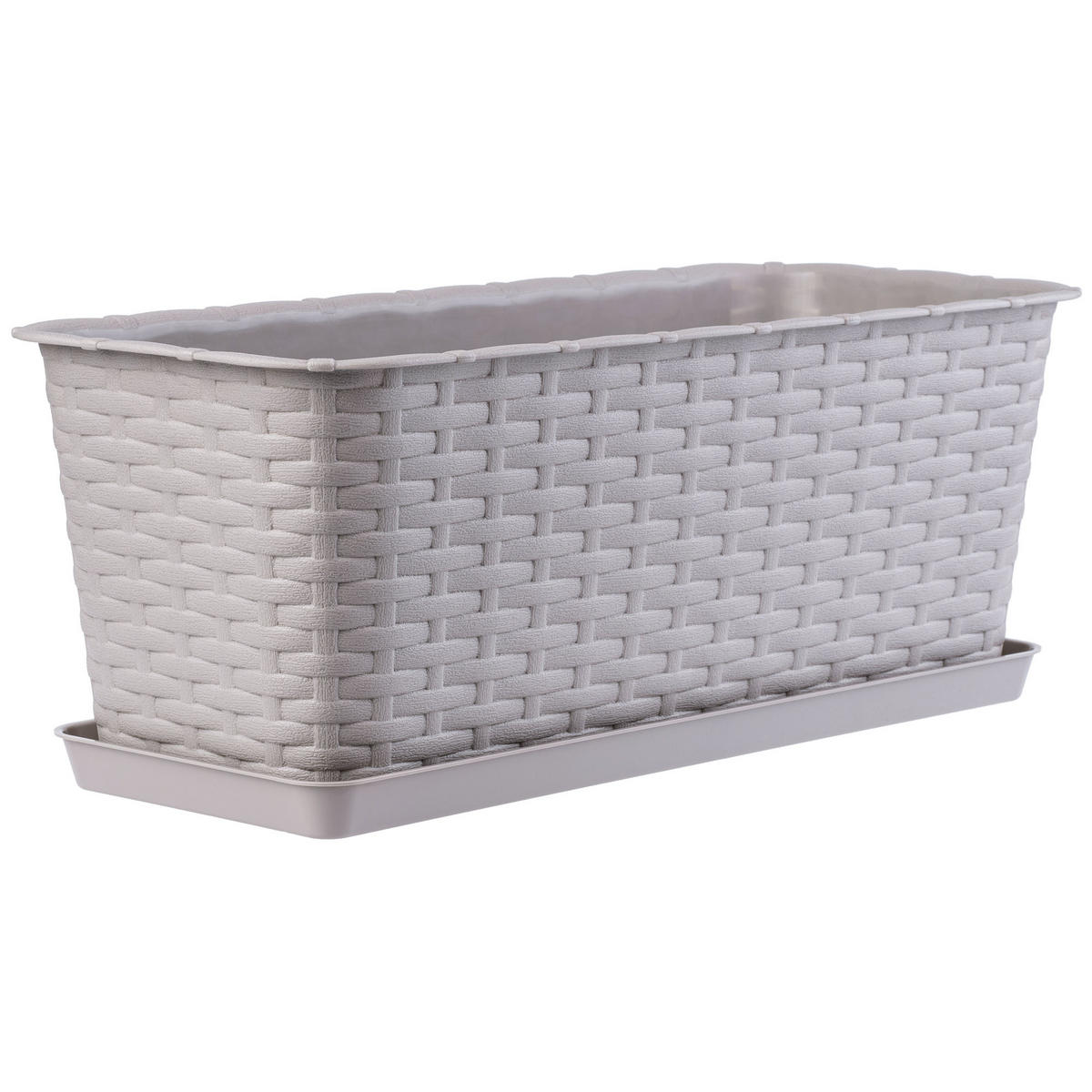 BALKONKASTEN mit Untersetzer 40 cm, Beige - Beige, Kunststoff (17/40cm) - KADAX