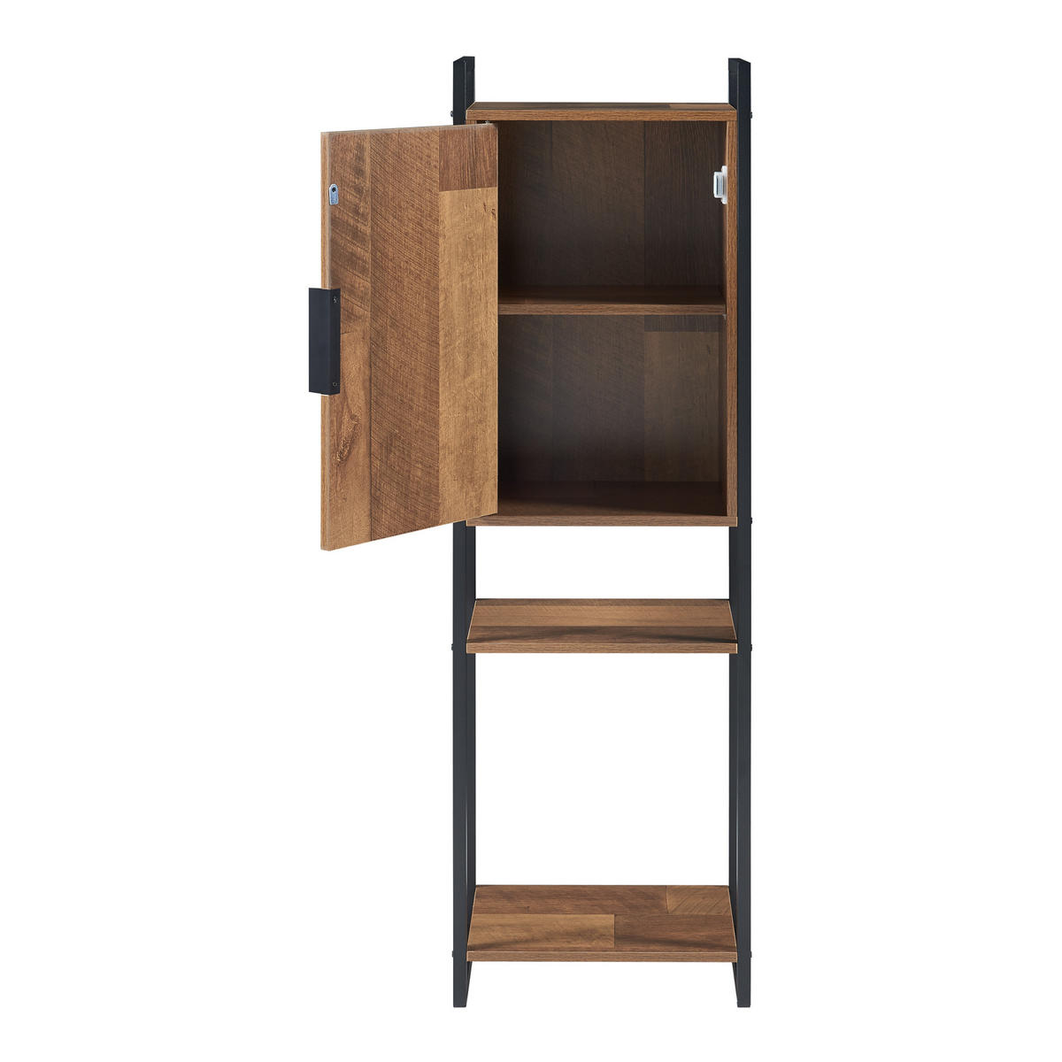 BADEZIMMERSCHRANK Namsskogan - Walnussfarben/Schwarz, Holzwerkstoff/Metall (35/115/25cm) - [en.casa]