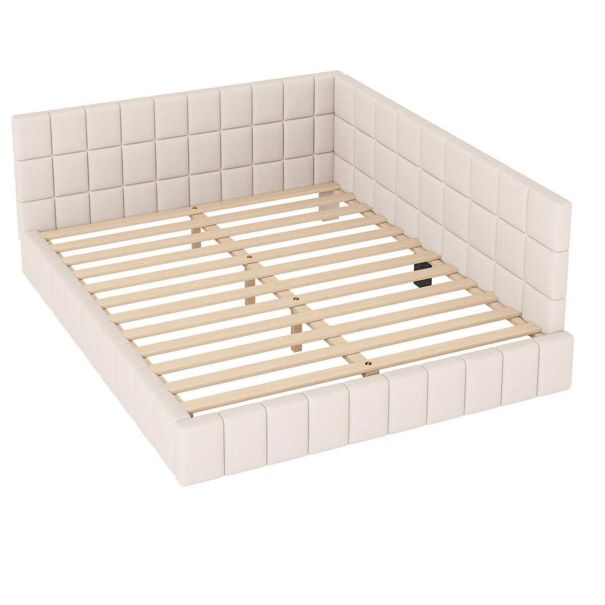 POLSTERBETT 160/200 cm beige aus Stoff mit umbaubarer Rückenlehne - Beige, Textil (160/200cm) - OKWISH