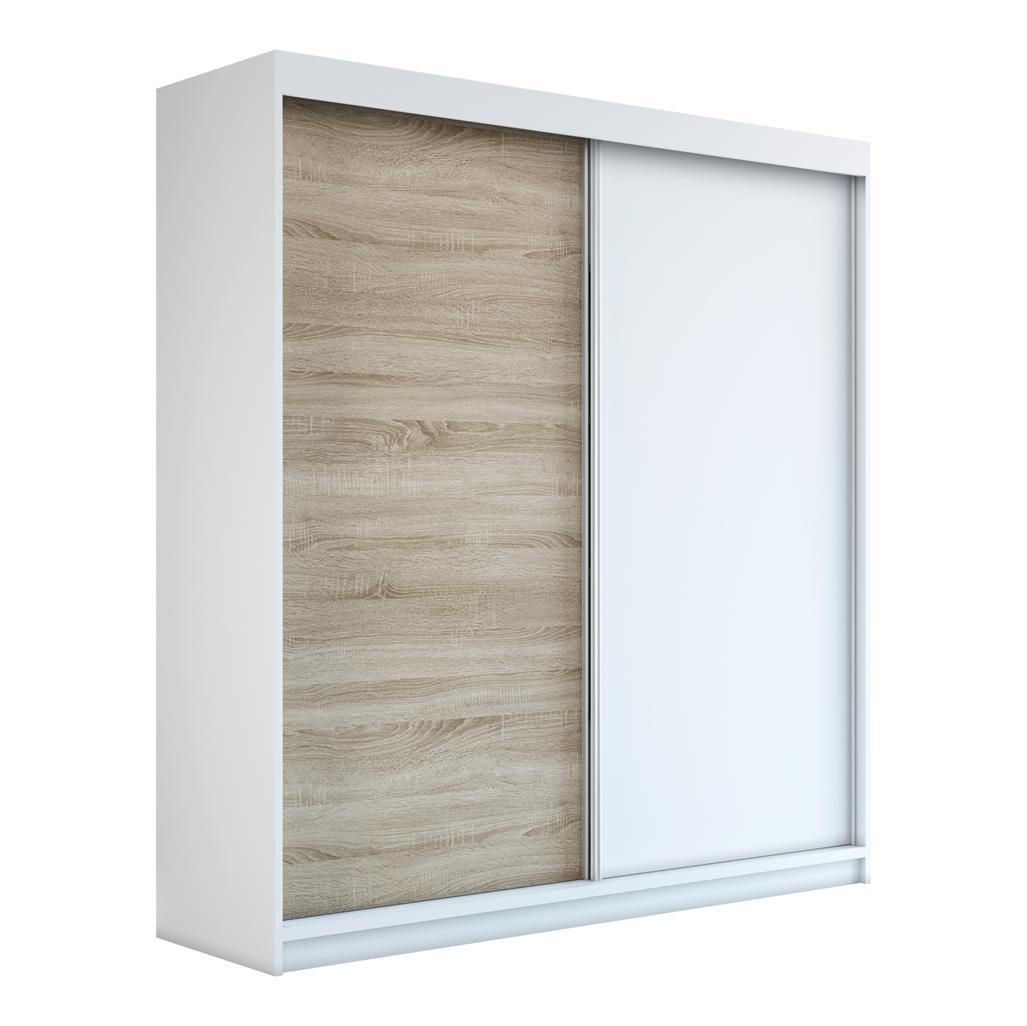 SCHWEBETÜRENSCHRANK 120 CM PAX Farbe: Weiß / sonoma / weiß - Weiß/Braun, Holzwerkstoff (120/215/59.5cm) - A&J MöbelLand