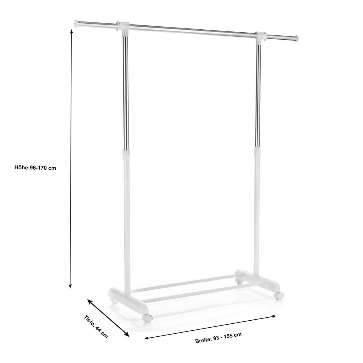 ROLLGARDEROBE SALA - Weiß, Metall (93/96/44cm) - CARO-Möbel