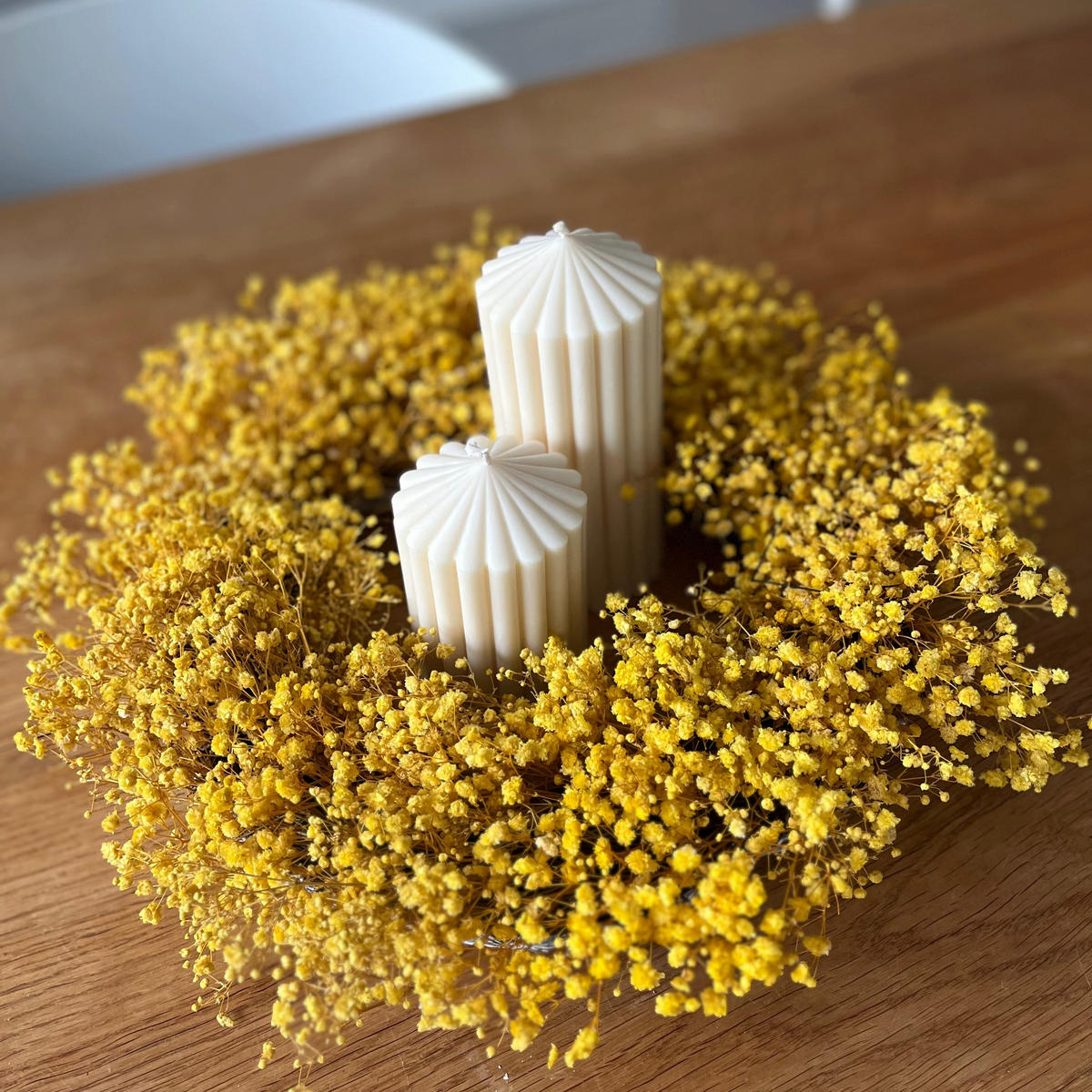 TROCKENBLUMENKRANZ Schleierkraut - 35 cm / Gelb - Gelb, Naturmaterialien (35cm) - Lykke & You