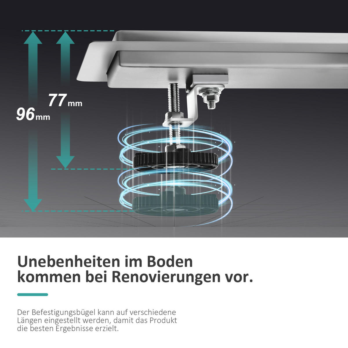 DUSCHRINNE Edelstahl Dusche & Bad 50/11 cm - Chromfarben, Metall (11/9/50cm) - EMKE