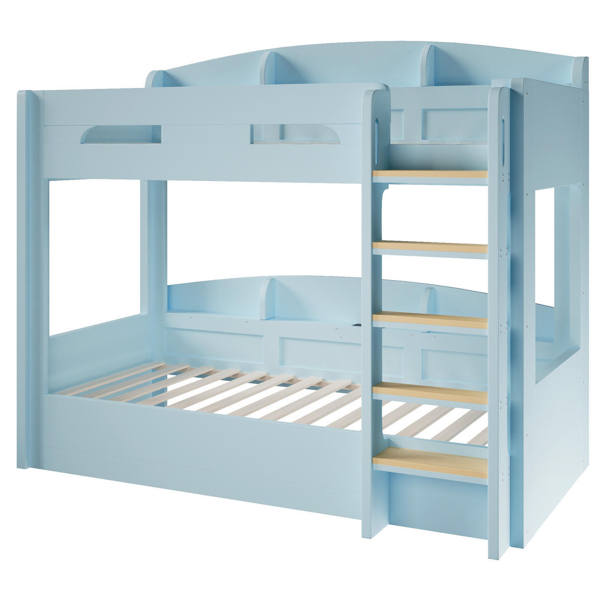 HOCHBETT 90x200 cm in Hellblau mit Unterbett, USB-Steckdose und Ablagefächern - Blau, Holz (90/200cm) - IVMEU