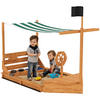 SANDKASTEN groß mit Abdeckung im Schiff Design Matschekiste aus Holz - Orange, Holz (180/103/144.5cm) - Outsunny