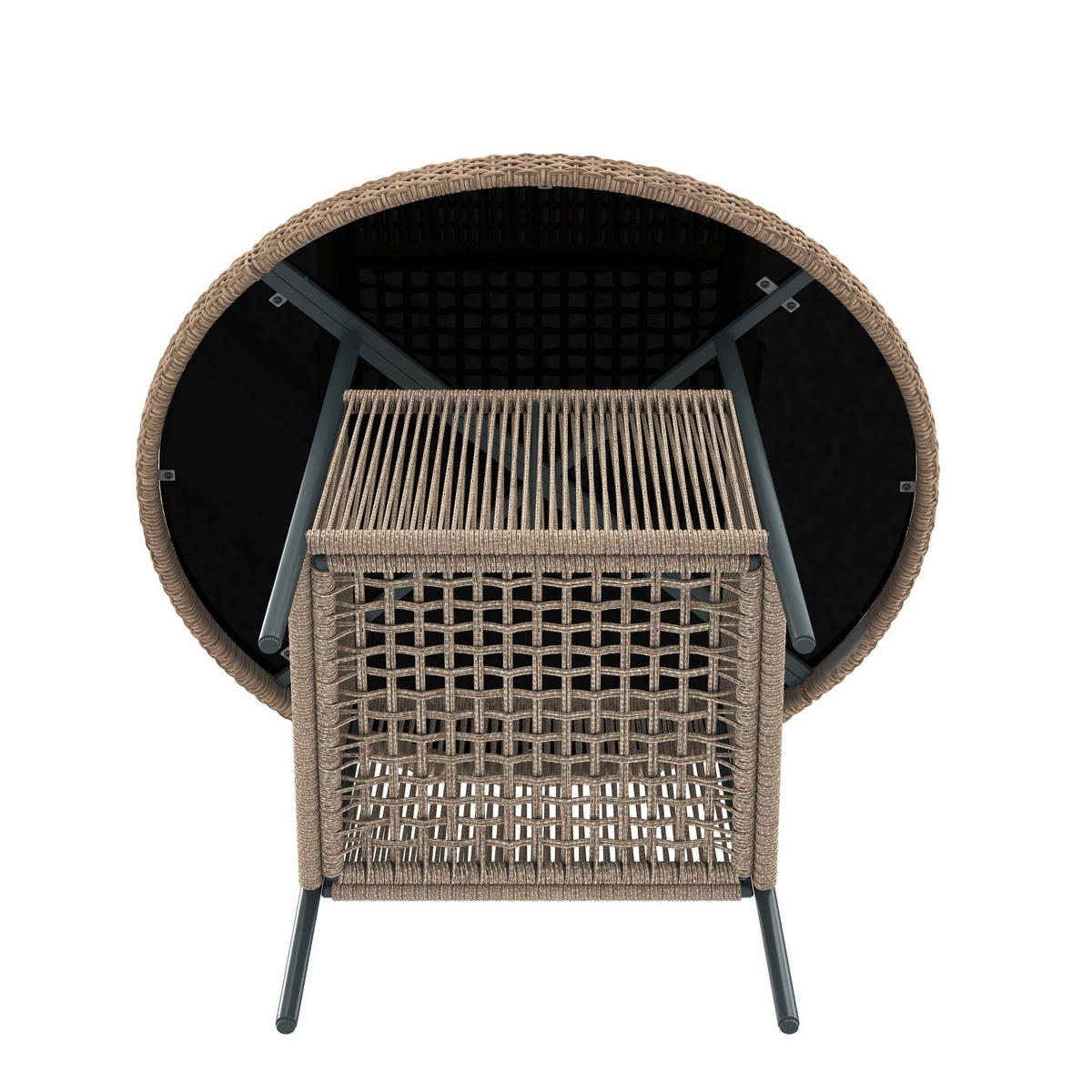 GARTENSETS aus Eisen, Polyester & Sicherheitsglas 110x110x74 cm in Beige - Beige, Metall - Modfu