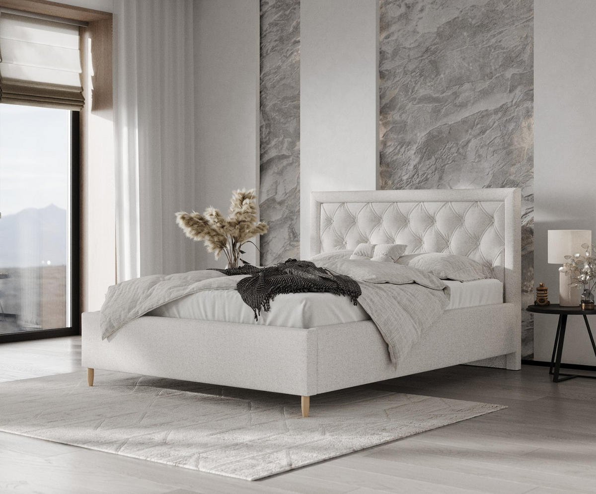 POLSTERBETT Lido 180/200 cm Hellbeige im Riva Stoff - Beige/Naturfarben, Holz/Holzwerkstoff (180/200cm) - AltaBeds