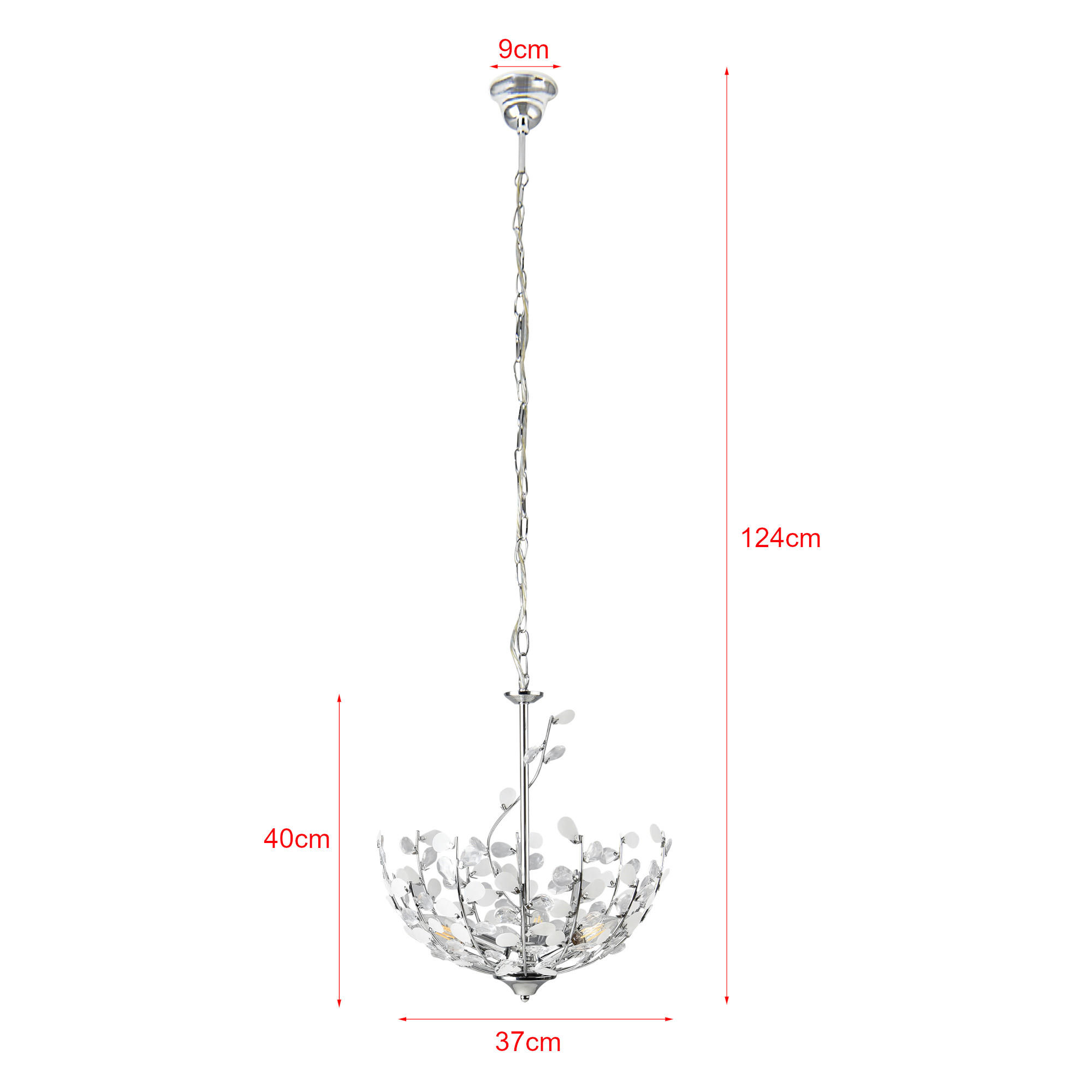 HÄNGELEUCHTE Ampthill - Chromfarben, Kunststoff/Metall (37/37/124cm) - lux.pro