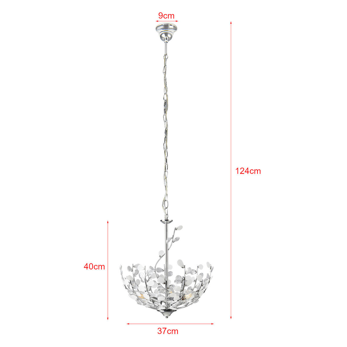 HÄNGELEUCHTE Ampthill - Chromfarben, Kunststoff/Metall (37/37/124cm) - lux.pro