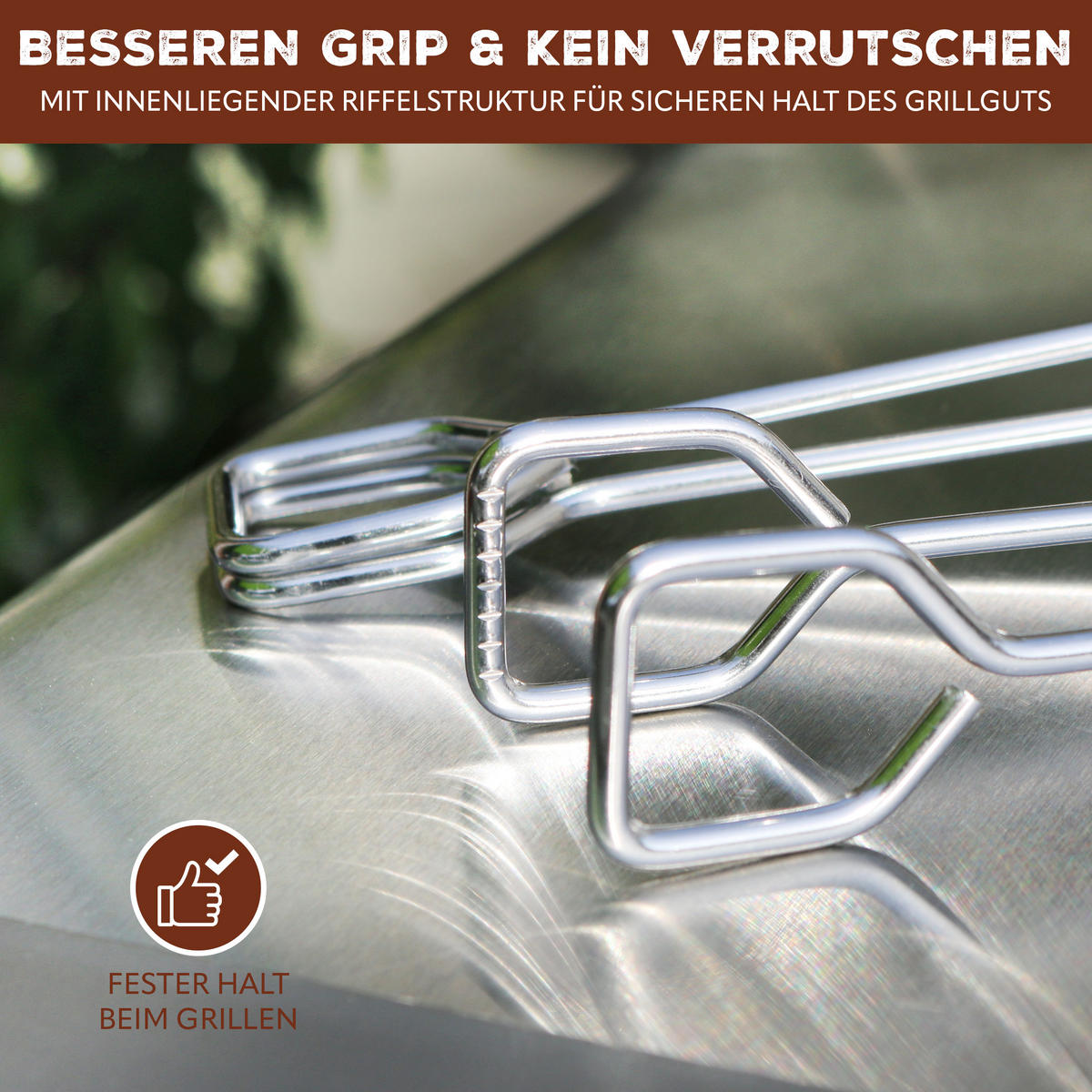 GRILLZANGE 2er-Set, silber, Edelstahl - Edelstahlfarben, Metall (39.5cm) - bremermann