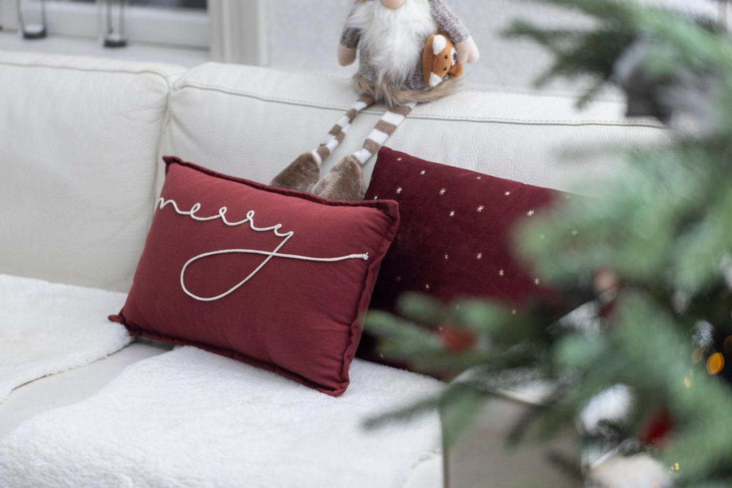 DEKOKISSEN Weihnachtsaufdruck 30/50 cm - Rot, Textil (50/9cm)