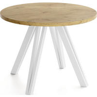 ESSTISCH Ravero runder ausziehbarer, Eiche Hell Braun 100/100/77 cm - Eichefarben/Weiß, Holz/Holzwerkstoff (100/100/77cm) - WFL GROUP