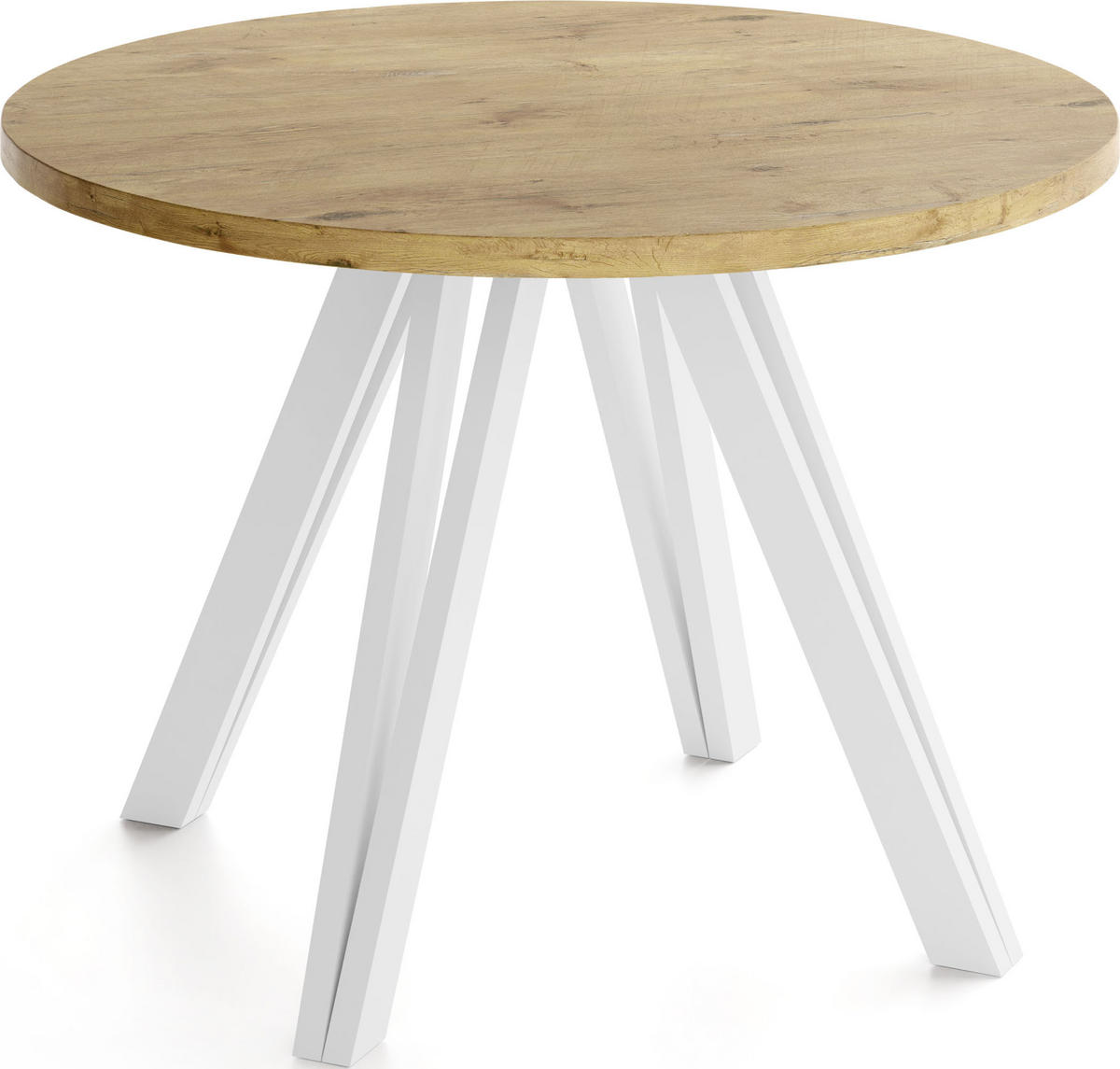 ESSTISCH Ravero runder ausziehbarer, Eiche Hell Braun 100/100/77 cm - Eichefarben/Weiß, Holz/Holzwerkstoff (100/100/77cm) - WFL GROUP