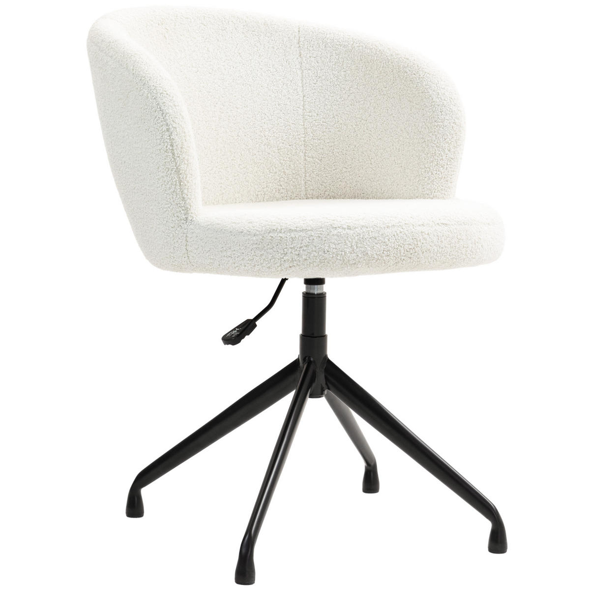 DREHSTUHL DE-11698 ergonomisch höhenverstellbar 360° drehbar Bouclé-Stoff Weiß - Creme, Textil (64/89/62cm) - ComfortXL