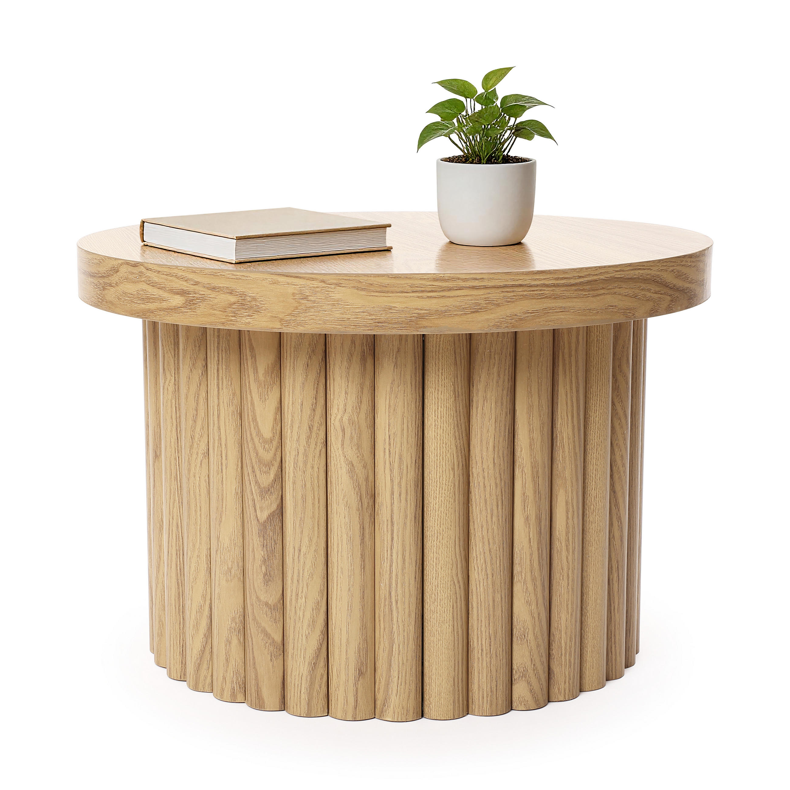 COUCHTISCH rund, Moderner Wohnzimmertisch in Holz | Ø60 x H40 cm - Eichefarben, Holz (60/60/40cm) - Hometopia