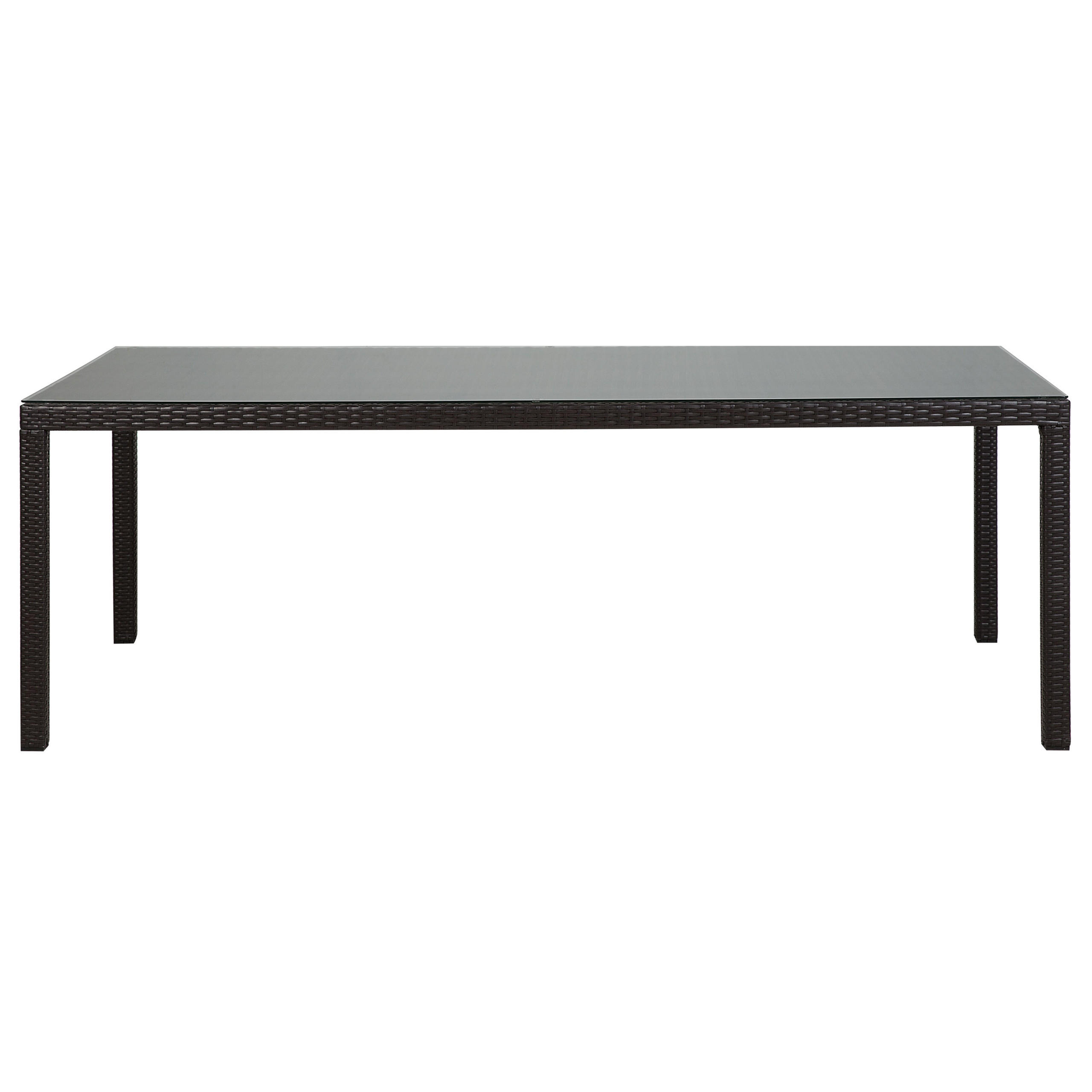 GARTENTISCH Rattan dunkelbraun 220/100 cm Italy - Dunkelbraun, Kunststoff (220/100/74cm) - Beliani