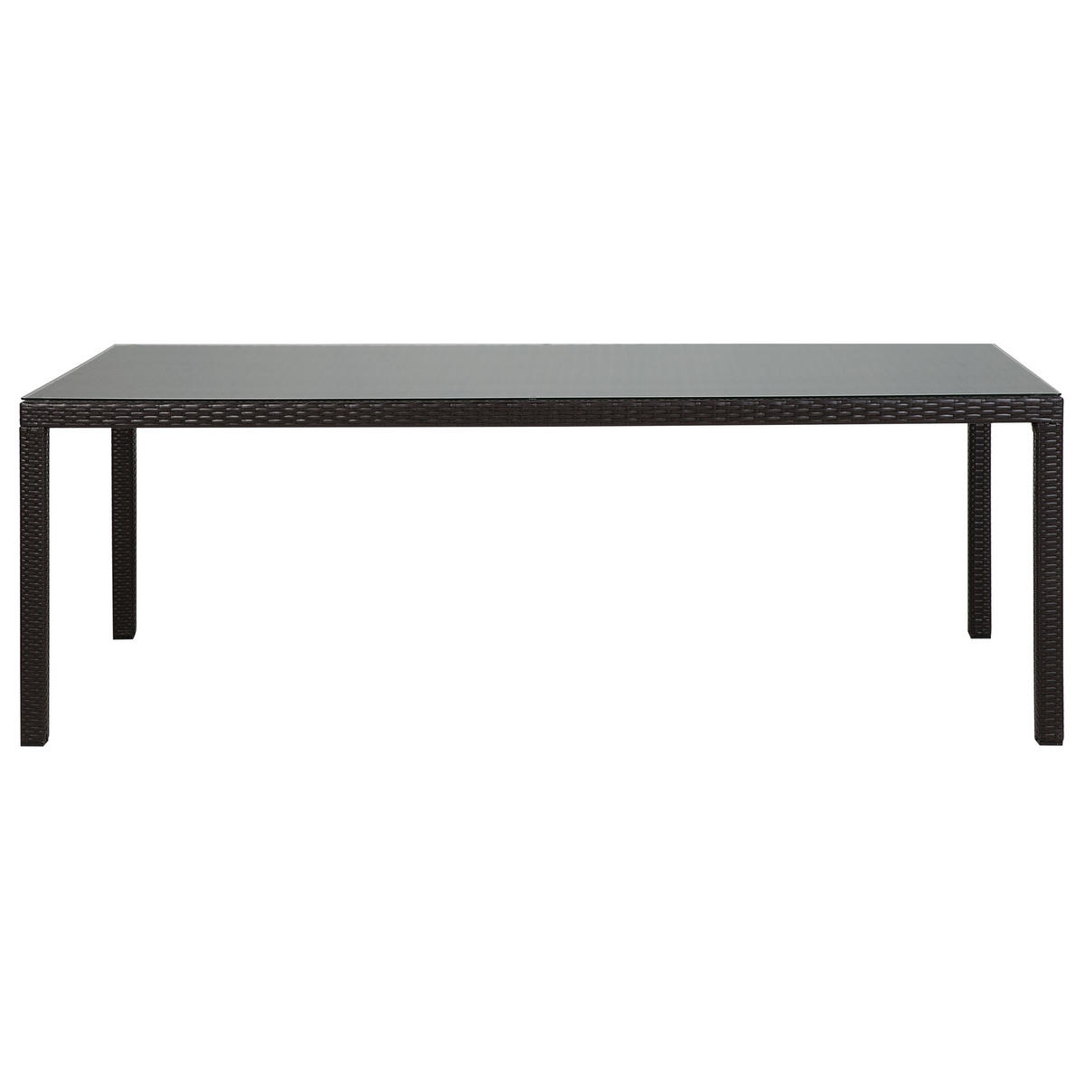 GARTENTISCH Rattan dunkelbraun 220/100 cm Italy - Dunkelbraun, Kunststoff (220/100/74cm) - Beliani