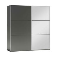 SCHWEBETÜRENSCHRANK IVERN 200/215/65 cm 2-türig mit Spiegel Graphitfarben - Graphitfarben, Holzwerkstoff (200/215/65cm) - MASSENO
