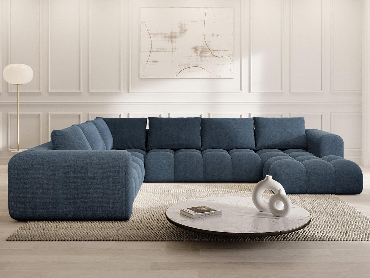WOHNLANDSCHAFT Casaluna U-Form Dunkelblau Strukturstoff - Dunkelblau, Kunststoff (338/88/267cm)