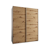SCHWEBETÜRENSCHRANK 245,5/190/64 2-türig - Silberfarben/Eiche Artisan, Holz/Metall (190/245/64cm) - Abiks Möbel