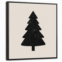 LEINWAND Bilder mit Rahmen - Weihnachtsbaum - Schwarz - Urlaub - Beige - 50x50 - Schwarz, Textil (50/50cm) - MuchoWow