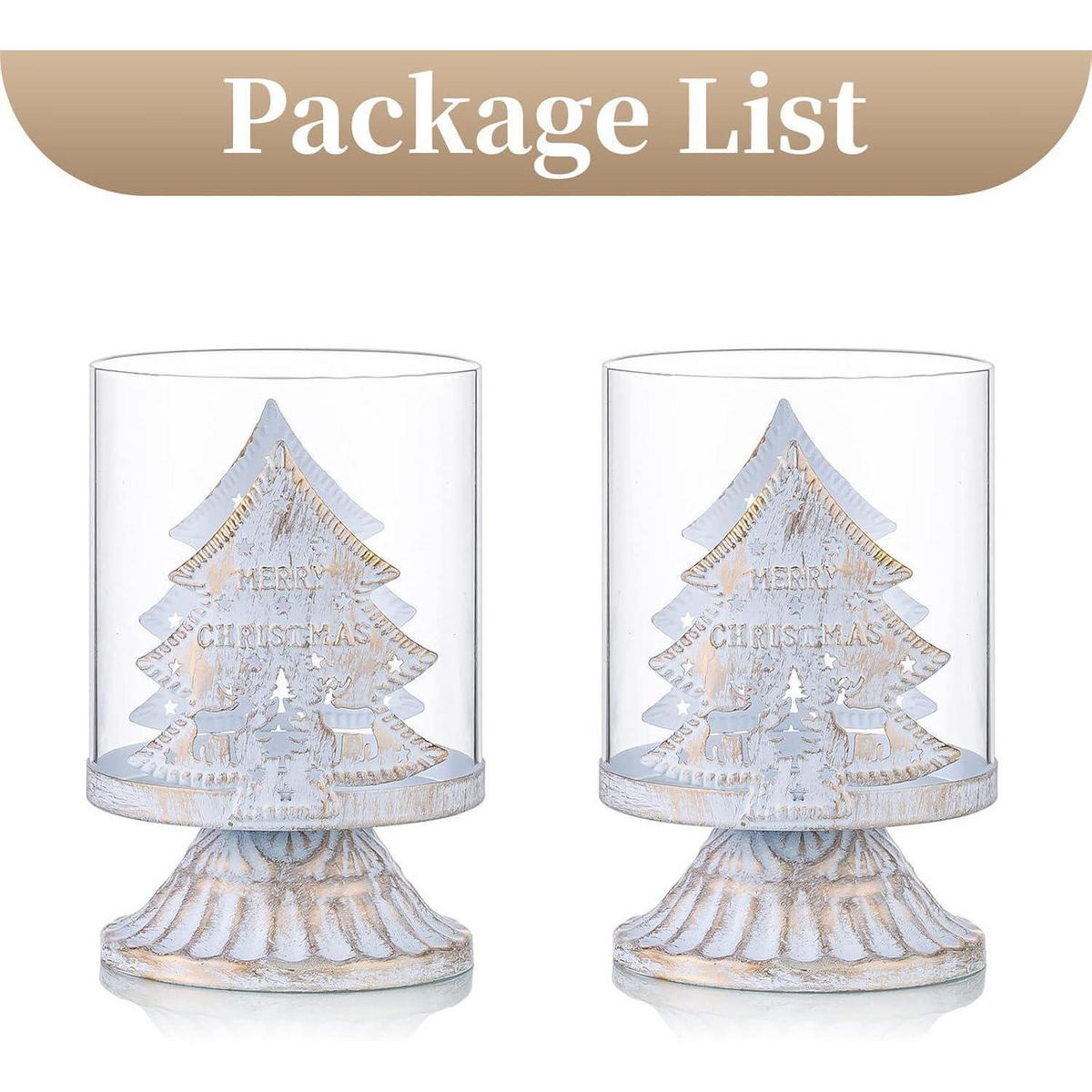 KERZENSTÄNDER 2er Set Weihnachtsbaum Weiß - Weiß, Metall (8/12/8cm)