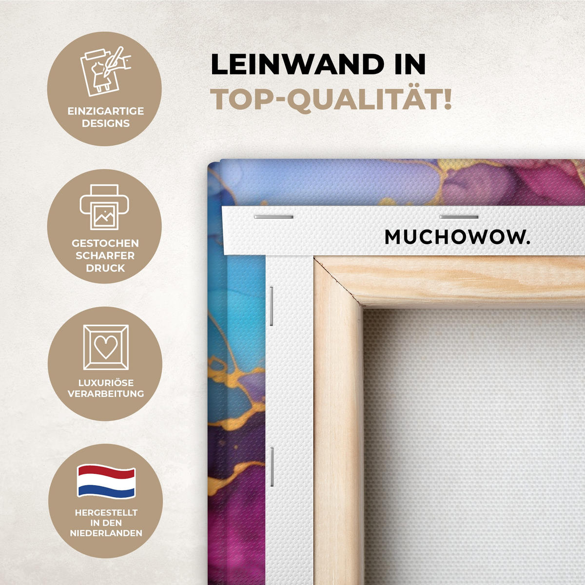 LEINWANDBILD Marmor - Bunt - Abstrakt Wandbilder 80x60 cm - Multicolor, Textil (80/60cm) - MuchoWow