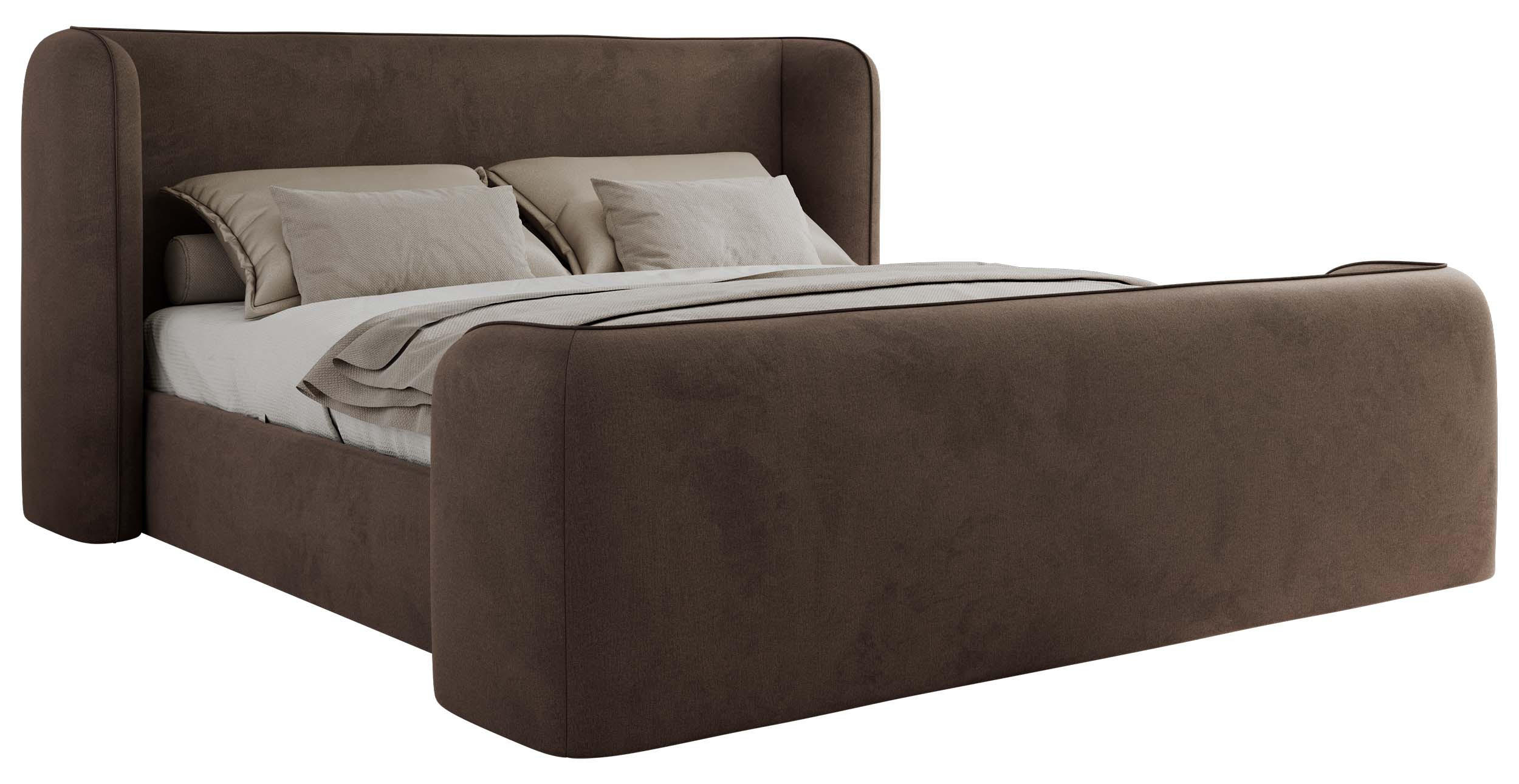 POLSTERBETT EMORA CLASSIC DUO 200/200 - Braun Velvet - Schaum-Matratze - Braun, Textil (200/200cm) - MKS