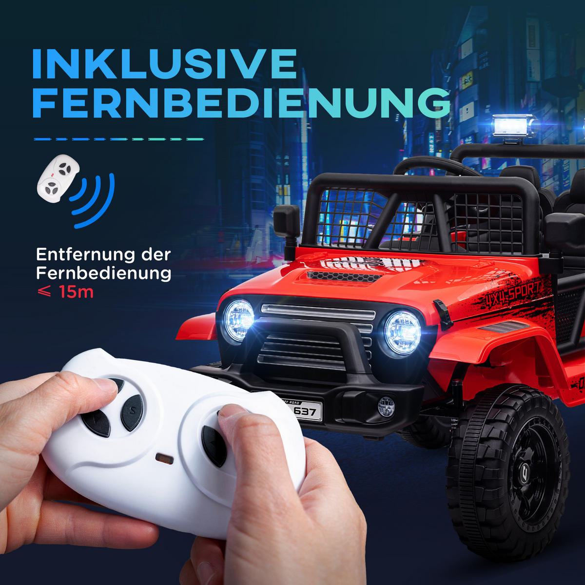 KINDER-ELEKTROAUTO DE-06187 mit sanfter Federung und Fernbedienung Rot - Rot, Kunststoff/Metall (109/67/68.5cm) - ComfortXL