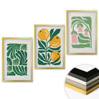 WANDBILDER 3er Set - 40x60 cm Goldrahmen - Minimalistische Pflanzenmuster - Goldfarben, Kunststoff (40/60cm) - ArtPrintCave