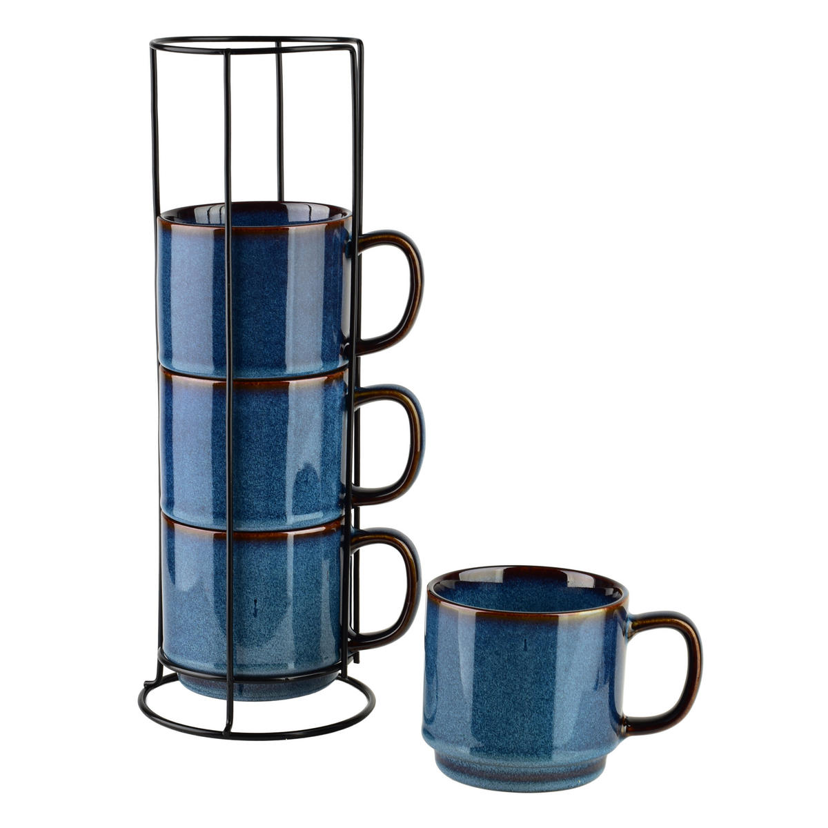 BECHER Evie 4er Set Dunkelblau 13/13/33 cm Porzellan - Blau, Keramik (0.37L) - Mondex
