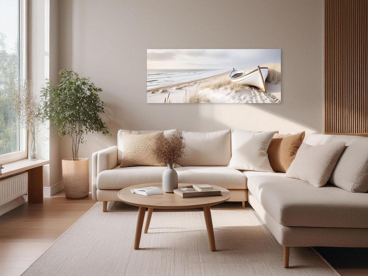 GLASBILD 125x50 cm Strand beige - Beige, Glas (125/50cm) - artissimo