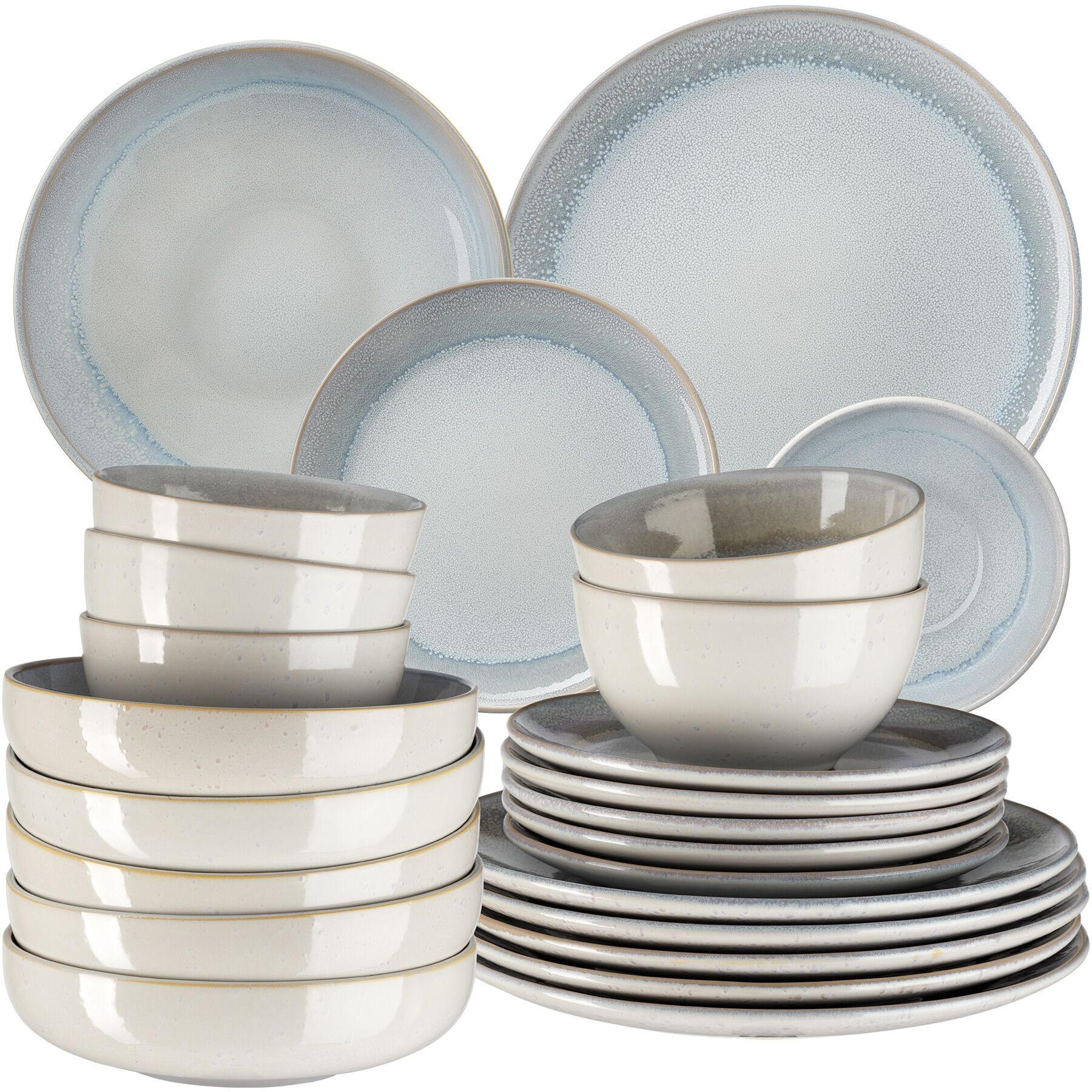 TAFELSERVICE Mare, ineinander stapelbar, Sand - Sandfarben, Keramik (26.5/2.5/26.5cm) - tectake