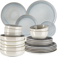 TAFELSERVICE Mare, ineinander stapelbar, Sand - Sandfarben, Keramik (26.5/2.5/26.5cm) - tectake