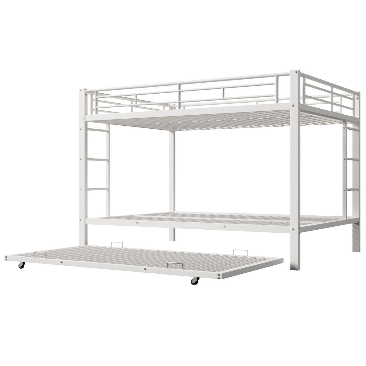 ETAGENBETT mit Ausziehbett Eisenrahmen Weiß - Weiß, Metall (140/200cm) - ComfortXL