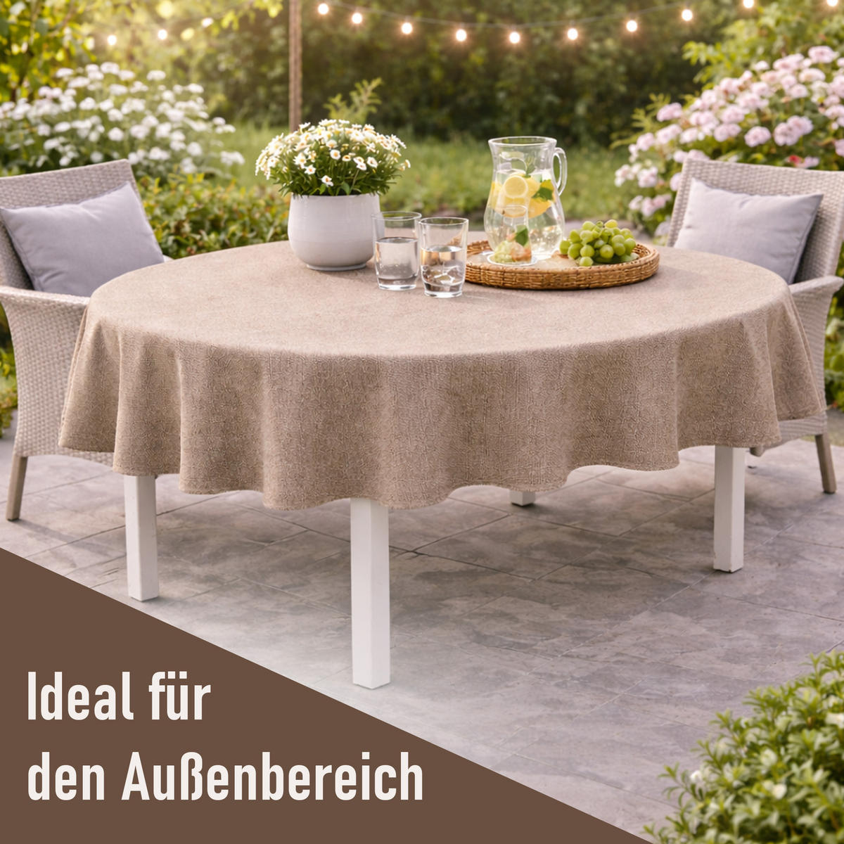 TISCHDECKE Garten Weichschaum 140x180cm - Taupe - Taupe, Kunststoff (180/140cm) - Bestlivings