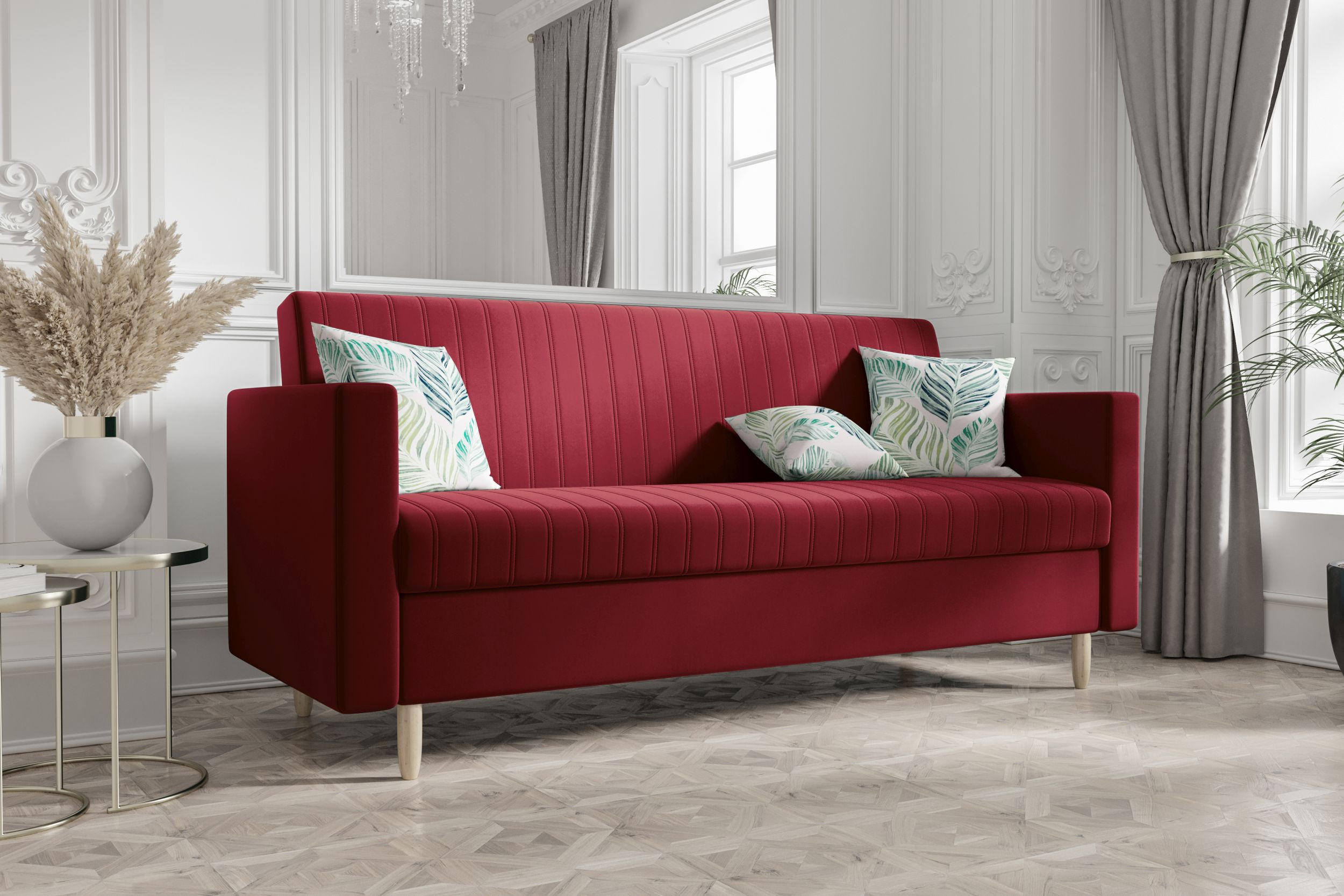 SOFA MELISA mit Schlaffunktion RIVIERA 61 mit Stauraum - Rot, Textil (87/95/216cm) - Bedante