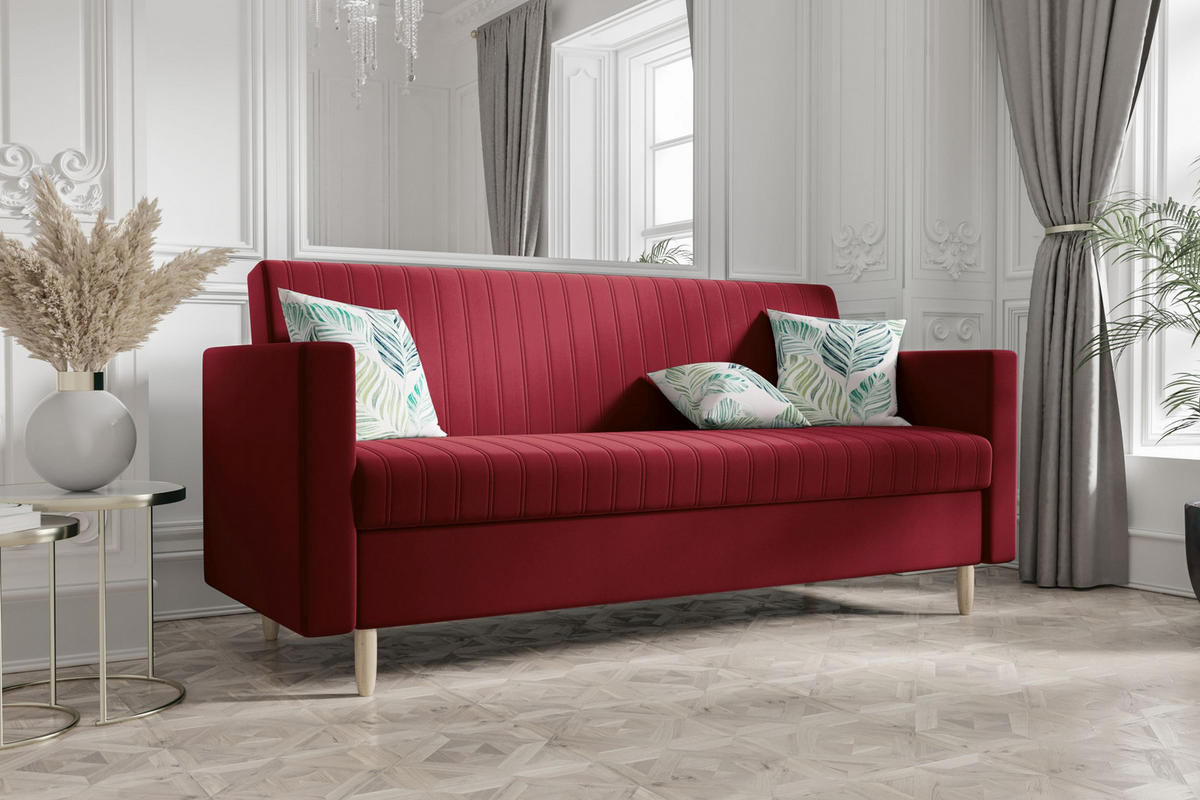 SOFA MELISA mit Schlaffunktion RIVIERA 61 mit Stauraum - Rot, Textil (87/95/216cm) - Bedante